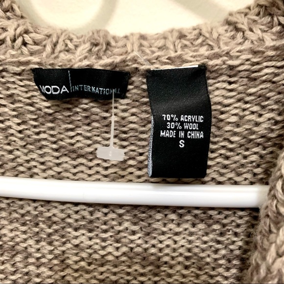 Moda International Minimalist Warm 30% Wool Hooded Cardigan Duster With … - Picture 2 of 10